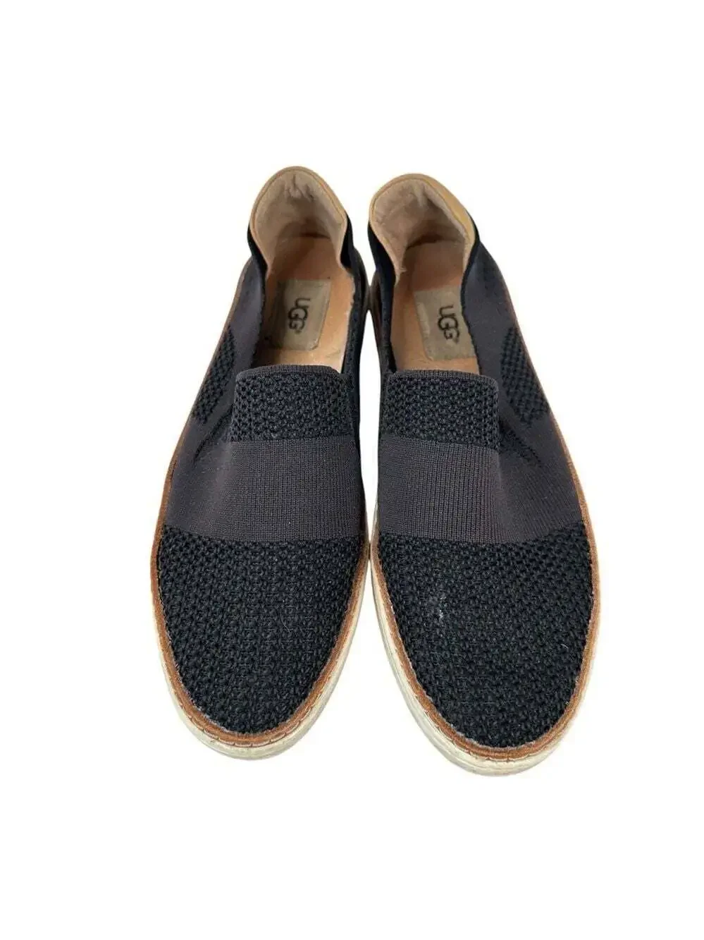 UGG Sammy Trainer Black Slip On Sneakers Size 8 Knit Comfort Casual Athleisure